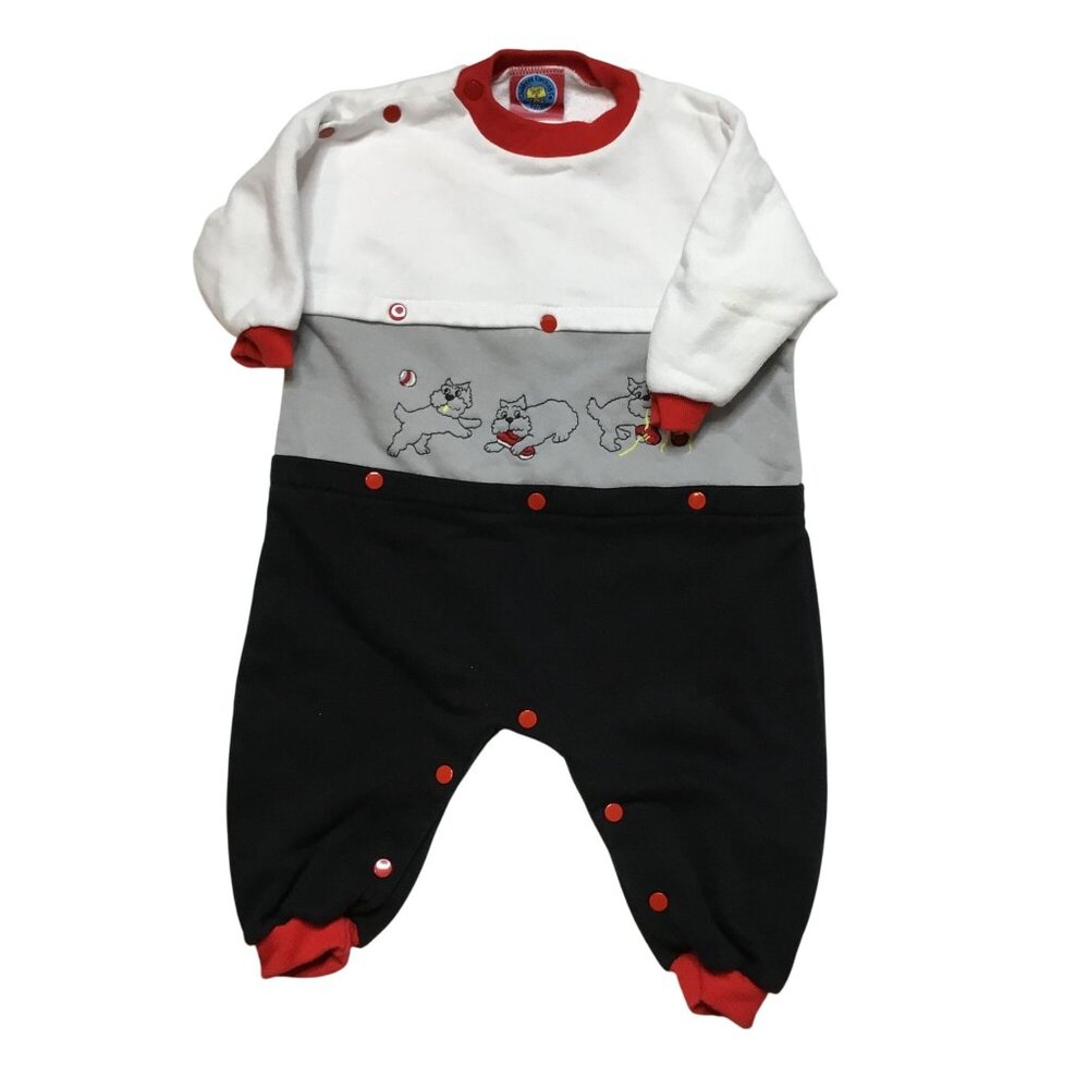 Vintage CHILDRENS CLOTHING CO. Romper 18 M Red/White/Black Cotton Blend USA VBC